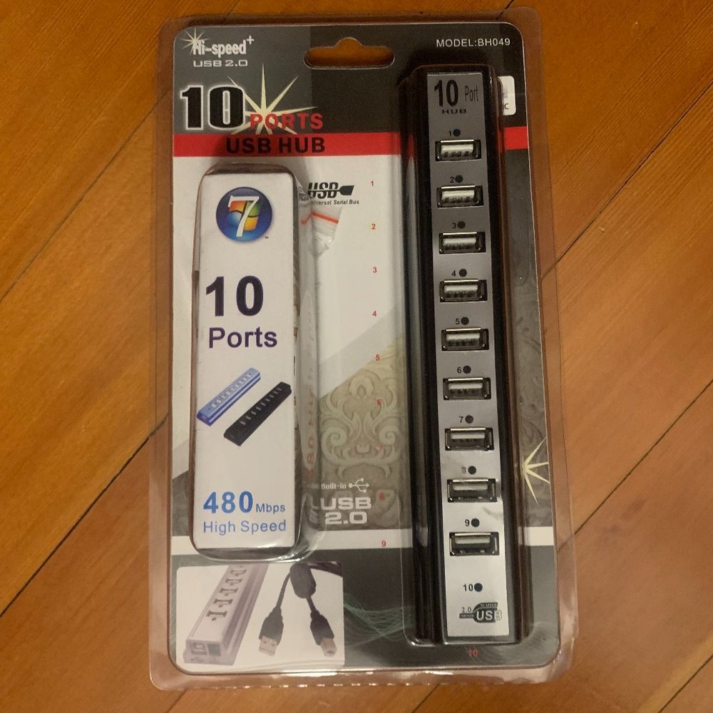 USB 2.0 Hub 10 Ports Model BH049 480 Mbps High Speed